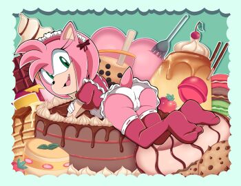 1girl amy_rose green_eyes loli panties sonic_(series) underwear upskirt