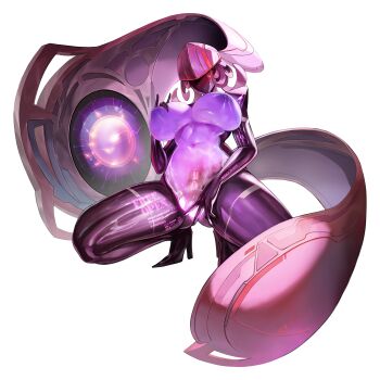 1girl aeda_type-g ags_(last_origin) black_skin breasts breasts_apart colored_nipples colored_skin completely_nude covering_crotch covering_privates cum cum_in_pussy dark-skinned_female dark_skin english_text faceless faceless_female fertilization full_body groin_tendon hand_on_own_chest highres huge_breasts humanoid_robot impregnation last_origin long_hair machinery mechanical_hair monitor navel nipples non-web_source nude official_alternate_costume official_art ovum pink_hair ren._(ren.ko) robot robot_girl see-through_body shiny_skin simple_background solo sperm_cell spread_legs squatting tachi-e thick_thighs thighs transparent_background underboob