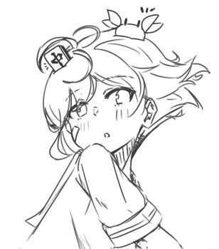 Rule 34 | 1girl, alakoala, bandaid, bandaid on head, crab, crab on head, kantai collection, lineart, mahjong, mahjong tile, monochrome, oboro (kancolle), school uniform, serafuku, short hair, solo, upper body