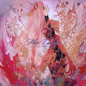 1girl album_cover album_name character_name commentary_request cover crown from_behind highres hololive hololive_english long_hair looking_at_viewer mon_(monmon2133) mori_calliope official_art pink_eyes pink_hair profile solo very_long_hair virtual_youtuber