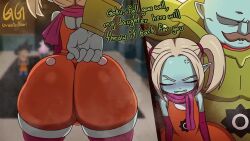 age_difference anger_vein animated aqua_skin ass ass_focus ass_shake blush bouncing_ass cameltoe colored_skin dragon_ball dragon_ball_daima facial_hair father_and_daughter greatestgori huge_ass implied_incest jiggle king_kadan_(dragon_ball_daima) kyojiri_loli loli mustache orange_overalls overalls pansy_(dragon_ball_daima) purple_thighhighs scarf shin_(dragon_ball) son_goku sound tagme thick_thighs thighhighs thighs twintails video wedgie white_hair wide_hips
