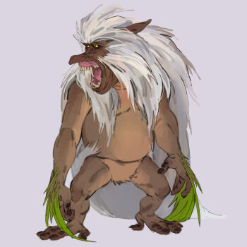 absurdres fangs full_body gen_3_pokemon highres mannimarcos monkey nintendo no_humans open_mouth pokemon pokemon_(creature) shiftry standing yellow_eyes