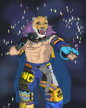 1boy absurdres fingerless_gloves gloves highres jaguar king_(tekken) luchador male_focus mature_male muscular muscular_male tekken tekken_8 topless_male wrestler wrestling_outfit