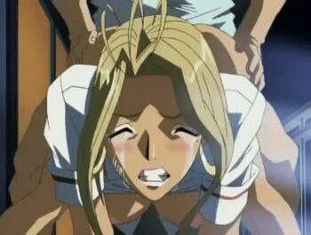 00s 1boy 1girl 2004 animated animated_gif ass blonde_hair bouncing_breasts breasts clothed_male_nude_female clothed_sex dark_skin doggystyle earrings eyeshadow facing_viewer ganguro gyaru hana_no_joshi_ana:_newscaster_etsuko hetero hoop_earrings huge_filesize jewelry kogal long_hair lowres makeup mole mole_under_eye nipples nude qvga rape school_uniform sex sex_from_behind tagme tan tanned_body tears wakabayashi_mayumi