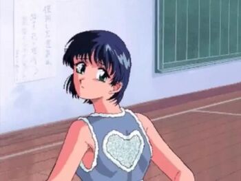 1girl animated anime_screenshot ass bikini black_hair cutscene green_eyes indoors looking_back mahjong_gakuensai short_hair sound swimsuit tagme video video_game_screencap wedgie