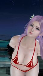 1girl 3d animated bikini breasts dead_or_alive dead_or_alive_xtreme dead_or_alive_xtreme_venus_vacation elise_(doa) game highres large_breasts sound swimsuit tagme tan tanline video