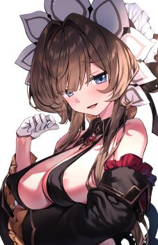 1girl absurdres breasts brown_hair gloves highres large_breasts redcomet sandrone_(genshin_impact)