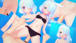 1boy 1girl 3d animated arona_(blue_archive) ass blue_archive blue_eyes blue_hair blush braid breasts chris_flandre clothed_female_nude_male clothing_aside fingernails girl_on_top grin heart heart-shaped_pupils hetero highres holding_hands interlocked_fingers koikatsu_(medium) loli looking_at_viewer male_pubic_hair multiple_views nipples nude outdoors penis pubic_hair pussy sex short_hair small_breasts smile spread_legs swimsuit swimsuit_aside symbol-shaped_pupils vaginal video