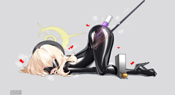 1girl absurdres alternate_costume anal anal_object_insertion ball_gag bdsm beret black_bodysuit black_hat blindfold blonde_hair blue_archive bodysuit bound cane covered_eyes double_penetration fluffy_hair gag gagged halo hat heart highres impossible_bodysuit impossible_clothes latex latex_bodysuit loli long_hair maguro27 object_insertion professor_niyaniya_(blue_archive) restrained skin_tight solo stationary_restraints top-down_bottom-up vaginal vaginal_object_insertion x-ray yellow_halo