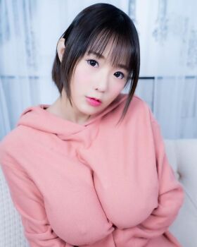 1girl breasts brown_eyes brown_hair female_focus highres large_breasts looking_at_viewer medium_hair model photo_(medium) shibuya_kaho solo