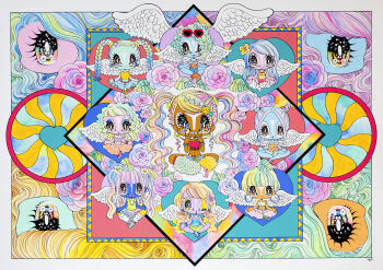 Rule 34 | 6+girls, absurdres, angel, angel wings, blonde hair, braid, breasts, dark-skinned female, dark skin, deformed, feathered wings, fingernails, flower, ganguro, gyaru, gyaru makeup, hair flower, hair ornament, heart, highlighter (makeup), highres, jewelry, long fingernails, long hair, looking at viewer, makeup, manba gyaru, mandala, multicolored hair, multiple girls, original, sekiya yurie, shirt, skirt, smile, tareme, twin braids, twintails, very long fingernails, wavy hair, white eyeshadow, white lips, wings