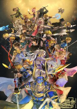 6+boys 6+girls absurdres ace_(fft-0) armor bandana bartz_klauser blazefire_saber bow_(weapon) brotherhood_(ff10) buster_sword cecil_harvey chelinka clavat clive_rosfield cloud_strife commentary_request crystal dissidia_final_fantasy fake_horns fighting_stance final_fantasy final_fantasy_crystal_chronicles final_fantasy_crystal_chronicles:_echoes_of_time final_fantasy_crystal_chronicles:_ring_of_fates final_fantasy_crystal_chronicles_the_crystal_bearers final_fantasy_i final_fantasy_ii final_fantasy_iii final_fantasy_iv final_fantasy_ix final_fantasy_tactics final_fantasy_type-0 final_fantasy_v final_fantasy_vi final_fantasy_vii final_fantasy_viii final_fantasy_x final_fantasy_xi final_fantasy_xii final_fantasy_xiii final_fantasy_xiv final_fantasy_xv final_fantasy_xvi firion gunblade highres holding holding_shield holding_staff holding_sword holding_weapon horned_headwear horns in-franchise_crossover lann_(woff) layle lightning_farron looking_at_viewer mage_staff mckrs multiple_boys multiple_girls noctis_lucis_caelum onion_knight ramza_beoulve reynn_(woff) shantotto sherlotta shield squall_leonhart staff sword tidus tina_branford vaan_(ff12) warrior_of_light_(ff1) weapon world_of_final_fantasy y'shtola_rhul yuri_(ffcc) zidane_tribal