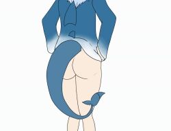 1girl animated anus ass bare_legs bent_over bottomless facing_away feet_out_of_frame female_focus fins fish_tail from_behind gawr_gura gluteal_fold hands_on_own_ass hololive hololive_english kneepits leaning_forward long_sleeves moderately_ashamed_(pixiv15714645) shark_fin shark_girl shark_tail simple_background spread_anus spread_ass standing tail thighs uncensored video virtual_youtuber white_background