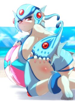 digimon digimon_(creature) fins frog_girl head_fins helmet hudie_jun monster_girl ranamon