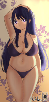 1girl breasts fern_(sousou_no_frieren) kr4ken815 large_breasts long_hair purple_eyes sousou_no_frieren swimsuit