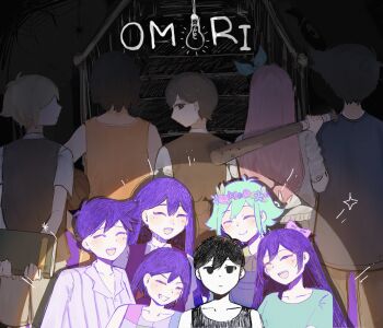 Rule 34 | 3girls, 6+boys, antenna hair, arms behind back, aubrey (faraway) (omori), aubrey (headspace) (omori), aubrey (omori), baseball bat, basil (faraway) (omori), basil (headspace) (omori), basil (omori), black eyes, black hair, black sweater vest, black tank top, blonde hair, blue hairband, blue shirt, blue sweater, blush, bow, bright pupils, brown hair, brown shorts, checkered clothes, closed eyes, closed mouth, collared pajamas, collared shirt, colored skin, commentary, copyright name, dark-skinned male, dark skin, double-parted bangs, dual persona, expressionless, flower, flower wreath, green hair, green shirt, green sweater vest, grin, hair between eyes, hair bow, hairband, hashtag-only commentary, head wreath, hero (faraway) (omori), hero (headspace) (omori), hero (omori), highres, holding, holding baseball bat, kel (faraway) (omori), kel (headspace) (omori), kel (omori), long hair, long sleeves, looking at viewer, looking back, mari (headspace) (omori), mari (omori), multiple boys, multiple girls, nail (hardware), nail bat, neckerchief, no eyes, omori, omori (omori), open mouth, pajamas, pink bow, pink hair, purple hair, purple sweater vest, red neckerchief, shirt, short hair, short sleeves, shorts, sidelocks, smile, spade ritu, stairs, striped clothes, striped pajamas, sunny (omori), sweater, sweater vest, tank top, teeth, upper teeth only, vertical-striped clothes, vertical-striped pajamas, white pajamas, white pupils, white shirt, white skin