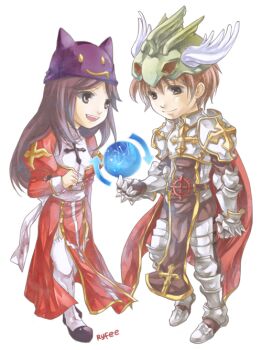 1boy 1girl armor armored_boots belt black_belt boots breastplate brown_eyes brown_hair brown_tabard cape chainmail closed_mouth commentary commission cross cross_of_prontera deviruchi_hat dress english_commentary felia_hanakata full_body garter_straps hat head_wings helmet high_priest_(ragnarok_online) juliet_sleeves long_hair long_sleeves looking_at_another lord_knight_(ragnarok_online) open_mouth pauldrons puffy_sleeves purple_hat ragnarok_online red_cape red_dress sash short_hair shoulder_armor simple_background smile spiked_gauntlets tabard thighhighs transparent_background two-tone_dress white_dress white_sash white_thighhighs wings