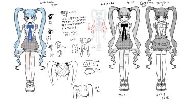 1girl blue_hair female_focus full_body futate_eru highres kimi_no_koto_ga_dai_dai_dai_dai_daisuki_na_100-nin_no_kanojo long_hair nozawa_yukiko official_art reference_sheet solo twintails unusual_pupils