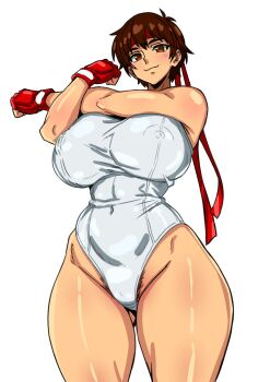 1girl breasts duo_kawa huge_breasts kasugano_sakura short_hair street_fighter street_fighter_zero_(series)