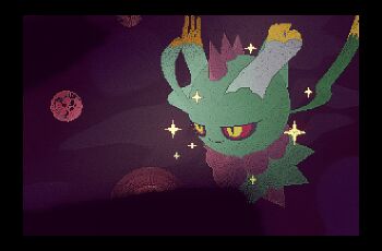 3d alternate_color animal_focus animated animated_gif blender_(medium) colored_sclera commentary dark english_commentary flutter_mane flying full_body kcamberart low_poly nintendo no_humans pokemon pokemon_(creature) red_sclera shiny_pokemon smile solo sparkle yellow_eyes