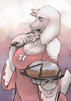 1girl absurdres apron artist_request female_focus furry furry_female green_eyes highres solo toriel undertale utdr_(toby_fox)