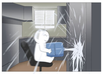 1boy blue_archive commentary doodle_sensei_(blue_archive) highres ikurage_(namakurage_13) indoors male_focus motion_blur photo-referenced plastic_bottle sensei_(blue_archive) sexually_suggestive sitting solo symbol-only_commentary