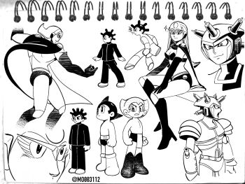 Rule 34 | 2boys, android, artist name, atlas (tetsuwan atom), atom (tetsuwan atom), black hair, genderswap, helmet, highres, mo003112, multiple boys, muscular, muscular male, no humans, photo (medium), robot, school uniform, signature, spiked hair, tetsuwan atom, tetsuwan atom (1980), tetsuwan atom (2003)