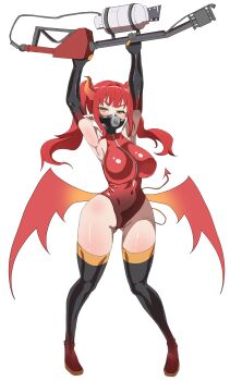Rule 34 | 1girl, absurdres, armpits, arms up, black boots, black gloves, boots, breasts, commission, demon girl, demon horns, demon tail, demon wings, dinsoreprong64, elbow gloves, flamethrower, full body, gas mask, genderswap, genderswap (otf), gloves, gluteal fold, halloween, halloween costume, highres, holding, holding flamethrower, holding weapon, horns, impossible clothes, impossible leotard, large breasts, latex, latex leotard, leotard, looking at viewer, mask, non-web source, pointy ears, pyro (tf2), red hair, red leotard, red pyro (tf2), respirator, slit pupils, solo, tail, team fortress 2, thigh boots, transparent background, twintails, weapon, wings, yellow eyes, zipper