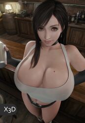 1girl 3d absurdres animated bar_(place) bouncing_breasts breasts breasts_out chloeangelva earrings final_fantasy final_fantasy_vii final_fantasy_vii_remake hand_on_own_hip highres huge_breasts jewelry looking_at_viewer midriff navel nipples puckered_lips seductive_gaze seductive_smile see-through_clothes see-through_shirt shirt smile sound standing surprised tagme tank_top thick_thighs thighs tifa_lockhart video voice_actor wardrobe_malfunction x3d