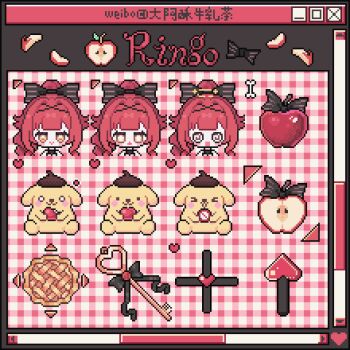 ... 1girl ? @_@ ^_^ animated animated_gif apple apple_pie bare_arms bare_shoulders beret black_bow black_shirt blinking bone bow brown_hat chinese_commentary closed_eyes closed_mouth commentary_request cropped_torso cross eating eyelashes food fruit hair_bow hair_ornament hairclip hat heart high_ponytail holding holding_food holding_fruit key long_hair looping_animation multiple_views o_o open_mouth original pie pixel_art plaid_background ponytail red_background red_hair romaji_text sanrio seeing_stars shirt sleeveless sleeveless_shirt smile sparkle straight-on striped_bow susumilk triangle_mouth unworn_hair_ornament unworn_hairclip watermark weibo_watermark window_(computing) yellow_eyes