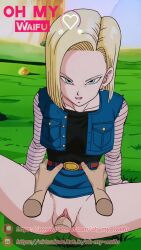 1boy 1girl android_18 animated breasts clitoris clothed_sex cum cumming dragon_ball dragonball_z ejaculation highres holding_hips live2d missionary mutual_orgasm ohmywaifu orgasm penis sex skirt small_breasts sound tagme vaginal video video_game