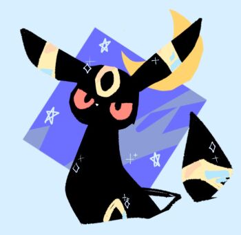 crescent dot_nose gen_2_pokemon nintendo no_humans pokemon pokemon_(creature) pokemon_focus red_eyes sharasabu simple_background sitting sparkle star_(symbol) umbreon