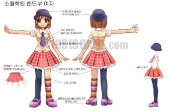 Rule 34 | 2girls, artist request, asymmetrical legwear, black pantyhose, blunt ends, bob cut, bowler hat, breasts, brown eyes, buttons, closed mouth, collared shirt, commentary request, dot nose, dress shoes, dual persona, fashion, fingerless gloves, floral print, floral print shirt, from behind, gloves, hat, korean commentary, korean text, legs apart, light smile, looking at viewer, mary janes, medium breasts, medium skirt, mismatched legwear, multicolored socks, multiple girls, multiple views, necktie, notes, official art, open hands, orange socks, pantyhose, petticoat, pink shoes, pink skirt, pink socks, plaid clothes, plaid skirt, pleated skirt, production art, purple hat, purple necktie, purple socks, reference sheet, shirt, shoes, short hair, short sleeves, simple background, single leg pantyhose, skirt, sleeve cuffs, socks, standing, straight-on, streetwear, striped clothes, striped socks, third-party source, translation request, turnaround, uneven legwear, watermark, web address, white background, wing collar, yellow shirt, yellow socks, yogurting
