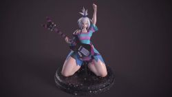 &gt;:d 1girl 3d :d animated bike_shorts black_footwear black_shirt blue_eyes boots electric_guitar forehead freckles full_body guitar gym_leader hair_bobbles hair_ornament highres holding holding_instrument instrument kneeling nintendo open_mouth oversized_clothes oversized_shirt pokemon pokemon_bw roxie_(pokemon) shirt short_hair smile striped_clothes striped_shirt tagme tank_top teeth tongue torn_clothes torn_shirt usukeninja v-shaped_eyebrows video white_hair