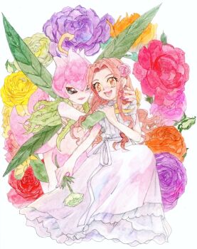 Rule 34 | digimon, digimon (creature), fairy, flower, highres, lilimon, long hair, monster girl, nail polish, petals, pixiv user (72617767), plant girl, smile, tachikawa mimi, thorns