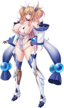 1girl artist_collaboration artist_request ass bare_legs blonde_hair blue_eyes blush boots breasts curvy fingerless_gloves gloves hand_on_own_hip highleg highleg_leotard highres huge_breasts impossible_clothes impossible_leotard jewel_princess_reincarnation leotard lilith-soft long_hair official_alternate_costume official_art onizaki_kirara revealing_clothes shiny_skin source_request standing taimanin_(series) taimanin_rpgx taimanin_suit thong_leotard transparent_background twintails very_long_hair wide_hips