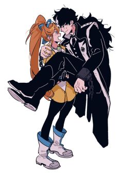 Rule 34 | 1boy, 1girl, 3181479745 xiao, :d, ace attorney, athena cykes, black hair, black jacket, black necktie, black pants, black pantyhose, black shoes, blue bow, blue eyes, blue hairband, bow, bow hairband, closed mouth, crescent, crescent earrings, cuffs, earrings, full body, hair bow, hairband, hashtag-only commentary, jacket, jewelry, long hair, looking at another, multicolored hair, necktie, open mouth, orange hair, pants, pantyhose, ponytail, reverse princess carry, shackles, shoes, side ponytail, simon blackquill, skirt, smile, two-tone hair, very long hair, white hair, white shoes, yellow jacket, yellow skirt