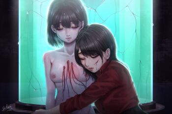 2girls guro highres multiple_girls nude original what yuri