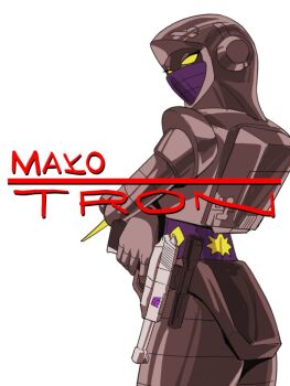 1girl artist_name decepticon eyelashes gun handgun humanoid_robot makoto_ono nightbird_(transformers) purple_mask robot robot_girl solo thighs transformers transformers:_generation_1 weapon white_background yellow_eyes