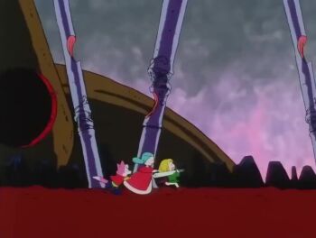 Rule 34 | 1987, 2girls, 3boys, 80s, :o, animated, audible speech, aura, black hair, blue hair, blue skin, bracelet, cape, castle, colored skin, dress, earrings, epic, evil smile, eyelashes, falling, fox, fox boy, gloves, grimm douwa: kin no tori, highres, holding, holding sword, holding weapon, japanese audio, jewelry, logo, looking at another, looking at viewer, mecha, multiple boys, multiple girls, necklace, oldschool, open mouth, pointing, retro artstyle, robot, running, smile, smug, sound, sword, tagme, toei company, toy, video, weapon, witch, yellow eyes