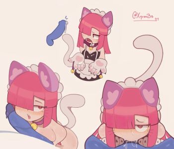 1boy 1girl animal_ears brawl_stars cat_ears cat_tail colette_(brawl_stars) cum cum_in_mouth maid open_mouth penis tail xyraabs