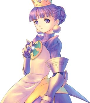 armor atlus crown dress gradriel_de_valendia highres princess_crown purple_eyes purple_hair third-party_edit tony_taka