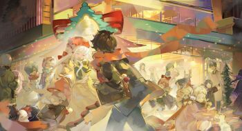 4boys 6+girls :d ^_^ anastasia_hoshin animal bag beatrice_(re:zero) bell beret black_hair black_jacket black_pants blonde_hair blue_hair blue_scarf bow bowtie brown_hair building cat christmas christmas_lights christmas_ornaments christmas_tree clind_(re:zero) closed_eyes coat dress echidna_(re:zero) elsa_granhilte emilia_(re:zero) facing_another facing_away green_bow green_sweater hair_bow handbag hat highres holding holding_bag hood jacket lm47103 long_hair long_sleeves looking_at_another meili_portroute multiple_boys multiple_girls natsuki_subaru night open_mouth otto_suewen outdoors pants people petra_leyte pink_hair priscilla_barielle ram_(re:zero) re:zero_kara_hajimeru_isekai_seikatsu red_bow red_scarf rem_(re:zero) roswaal_l._mathers running scarf shopping_bag short_hair shoulder_bag skirt smile sweater walking white_cat white_hair winter winter_clothes yellow_dress