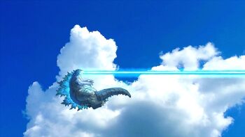 atomic_breath blue_eyes blue_sky breath_weapon claws cloud day energy energy_beam flying giant giant_monster glowing glowing_eyes glowing_spikes glowing_veins godzilla godzilla:_king_of_the_monsters godzilla_(series) kaiju legendary_pictures monster monsterverse mouth_beam no_humans no_pupils plasma plasma_beam sky spikes tail toho tsk03 veins veiny_spikes