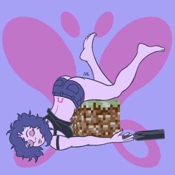Rule 34 | ass, back tattoo, barefoot, blue hair, commentary, drunk, english commentary, feet, margotkix, psycholonials, short shorts, shorts, sleeping, tattoo, tramp stamp