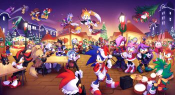 6+boys 6+girls absolutely_everyone absurdres amy_rose animal_ears animal_nose antlers antoine_d&#039;coolette avatar_(sonic_forces) bark_the_polar_bear bean_the_dynamite belle_the_tinkerer big_the_cat blaze_the_cat blue_eyes boots building bunnie_rabbot chao_(sonic) charles_the_hedgehog charmy_bee christmas christmas_ornaments christmas_tree cream_the_rabbit crossed_arms crossed_legs dark_chao dr._eggman drawloverlala dress drum drumsticks e-123_omega espio_the_chameleon everyone fang_the_sniper ferris_wheel flying furry furry_female furry_male gloves green_eyes guitar hair_over_one_eye hat high_heels highres holding holding_christmas_tree honey_the_cat horns in-franchise_crossover infinite_(sonic) instrument jacket jet_the_hawk jewel_the_beetle jewelry knuckles_the_echidna lamppost light long_sleeves mach_the_rabbit madonna_(sonic) manic_the_hedgehog marine_the_raccoon max_the_monkey metal_sonic microphone mighty_the_armadillo mina_mongoose multiple_boys multiple_girls multiple_tails nicole_(sonic) nicole_the_holo-lynx night night_sky nights_(character) nights_into_dreams one_eye_closed ornate_ring princess_elise_the_third purple_gloves purple_hair quill rabbit_ears ray_the_flying_squirrel red_eyes red_footwear ring robot rooftop rotor_the_walrus rouge_the_bat sally_acorn santa_hat scarf shadow_chao shadow_the_hedgehog shoes silver_the_hedgehog sitting skirt sky smile sneakers snow socks sonia_the_hedgehog sonic_(series) sonic_forces sonic_man sonic_riders sonic_riders_(series) sonic_the_comic sonic_the_hedgehog sonic_the_hedgehog_(2006) sonic_the_hedgehog_(archie_comics) sonic_the_hedgehog_(holiday_cheer) sonic_the_hedgehog_(idw) sonic_unleashed star_(sky) starry_sky sticks_the_badger storm_the_albatross t-pup_(sonic) table tail tails_(sonic) tangle_the_lemur tekno_the_canary tiara_boobowski two_tails vanilla_the_rabbit vector_the_crocodile wave_the_swallow whisper_the_wolf white_gloves white_socks wisp_(sonic)