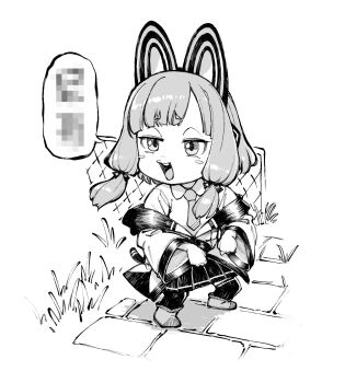 Rule 34 | 1girl, animal ear headphones, animal ears, bai linqin, blue archive, blush stickers, censored, censored text, chain-link fence, collared shirt, commentary, fake animal ears, fence, full body, grand theft auto, grand theft auto v, grass, greyscale, headphones, highres, jacket, lamar roasts franklin (meme), long sleeves, medium hair, meme, momoi (blue archive), monochrome, necktie, no halo, open mouth, racist momoi (meme), shirt, shoes, skirt, smile, smug, solo, standing