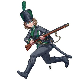 Rule 34 | 1girl, antique firearm, bad id, bad twitter id, black boots, black jacket, black pants, boots, brown hair, closed mouth, firearm, full body, green eyes, gun, gun sling, hat, holding, holding gun, holding weapon, jacket, long sleeves, military, military hat, military uniform, musket, original, ostwindprojekt, pants, saber (weapon), sheath, sheathed, short hair, simple background, solo, sword, weapon, white background