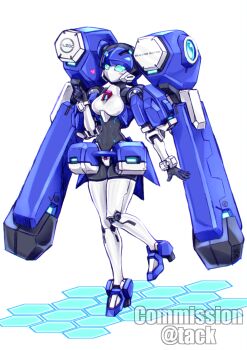 1girl android blazermate commission green_eyes high_heels highres humanoid_robot joints mechanical_hair medarot no_mouth no_nose panties bow_panties robot robot_girl robot_joints skirt tack_(dnet) thighhighs twintails underwear white_panties
