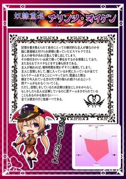 1girl ;d absurdres abyssal_ship alternate_costume alternate_eye_color armpits bare_shoulders blonde_hair breasts breasts_apart character_name chart checkered_background chibi corruption corset covered_navel dark_persona detached_sleeves elbow_gloves full_body gloves hair_ornament hat heart heart_tattoo highleg highleg_leotard highres japanese_text kantai_collection latex latex_gloves leotard looking_at_viewer low_twintails medium_breasts medium_hair military_hat militia_minpei one_eye_closed open_mouth over-kneehighs peaked_cap pleated_skirt prinz_eugen_(kancolle) pubic_tattoo purple_eyes red_skirt revealing_clothes showgirl_skirt skin_tight skirt skull_print smile solo ss_insignia tattoo thighhighs translated twintails